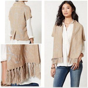 NEW Anthropologie - Angels Of The North Icebloom Metallic Knit Fringe Cardigan